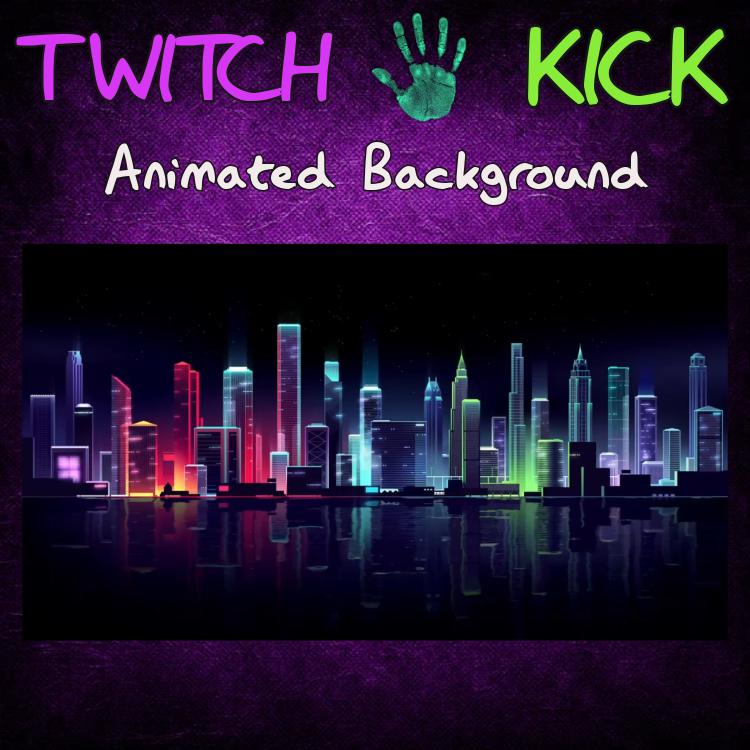 Neon City  Twitch / Kick Streaming Background, Animated, Overlay, Emote