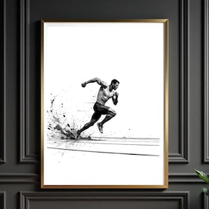 Runner Print: Black and White Athletic Art - Modern Gym Decor (Digital Download)