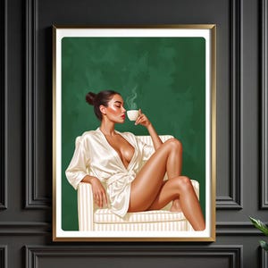Große Wand Kunst Digitaler Download - Smaragd Grün Minimalistischer Druck, Abstrakte Menschen Zeitgenössische Kunstwerke, Wein Liebhaber Wohnzimmer Dekor