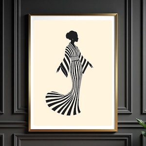 Black Woman Print Digital Download, Abstract People Large Wall Art, Nordic Minimalist Print, Contemporary Artwork, Living Room Wall Art