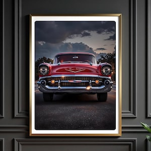 Vintage Chevrolet, 1957 Chevy, Classic Bel Air, Antique 1957 Car, Automotive History, Epic Digital Downloadable Print