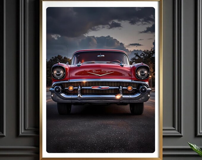 CHEVROLET BELAIR 1958 GICLEE CANVAS ART PRINT POSTER main image 1