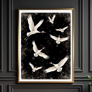 Japanese Crane Print: Japandi Wall Art, Elegant Bird Image (Digital Download)