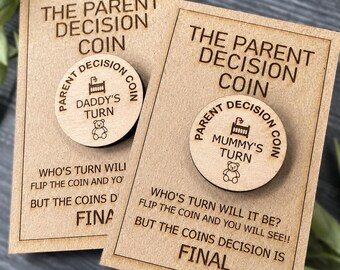 Personalized Birch Wood Decision Coin, New Parent Gift