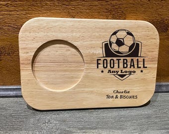 Personalized Football Team Biscuit Board: Engraved Wooden Snack Tray