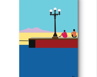 A3-poster "Mergellina" in popartstijl | Hoogwaardige matte print van 300 g - origineel ontwerp van Alessandro Catuogno
