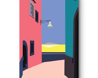 A3-poster "Glimpse of Pozzuoli" in popartstijl | Hoogwaardige matte print van 300 g - origineel ontwerp van Alessandro Catuogno