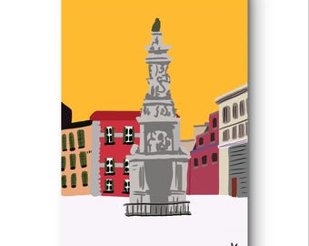 A3-poster "Piazza Del Gesù" in popartstijl | Hoogwaardige matte print van 300 g - Origineel ontwerp van Alessandro Catuogno