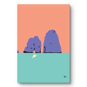 Poster A3 "Faraglioni Di Capri" in Stile Pop Art | Stampa Alta Qualità 300g Opaca - Design Originale Di Alessandro Catuogno