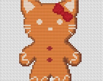 クロスステッチのジンジャーブレッド ハローキティ • サンリオ • メリークリスマス • 新年 • 初心者向け簡単PDFパターン • すぐにダウンロード • DIY