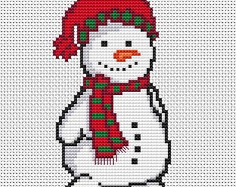 クロスステッチの雪だるま • メリークリスマス • 新年 • 初心者向け簡単PDFパターン • すぐにダウンロード • DIY