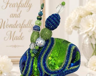 Blue and Green sequence Fascinator .