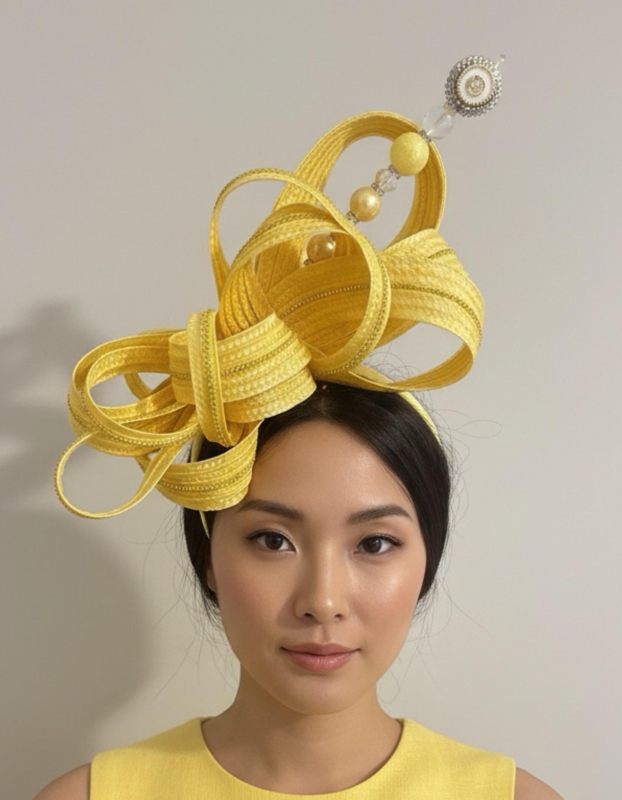 Yellow and Black Fascinator - Etsy display picture 2