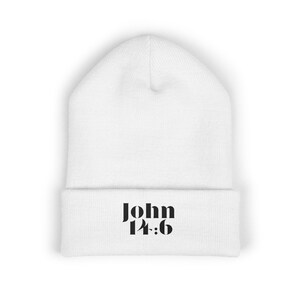 Christian Beanie, Embroidered Scripture Beanie, Religious Hat, Bible Verse John 14:6, Christmas Gift for Men and Women, Winter Accessories