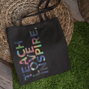 Teacher Tote Bag for Educators, Appreciation & Birthday Gift, Durable Canvas Book Bag, Perfect Teacher Gift Idea
