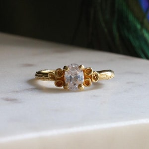 Branch engagement ring with oval diamond, Nature inspired oval diamond ring, Vintage alternative engagement ring