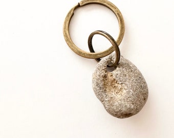 Hag stone keychain -naturally occurring Keychain -good luck keychain