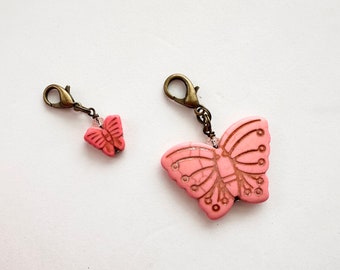 Pink Butterfly duo -Butterfly Zipper Pulls/ charms  - mom daughter butterfly Purse Dangles