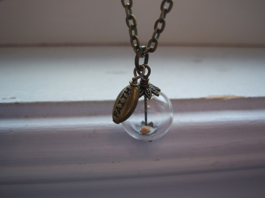 Mustard Seed Necklace Glass Orb Necklace Faith Faith Necklace free Gift