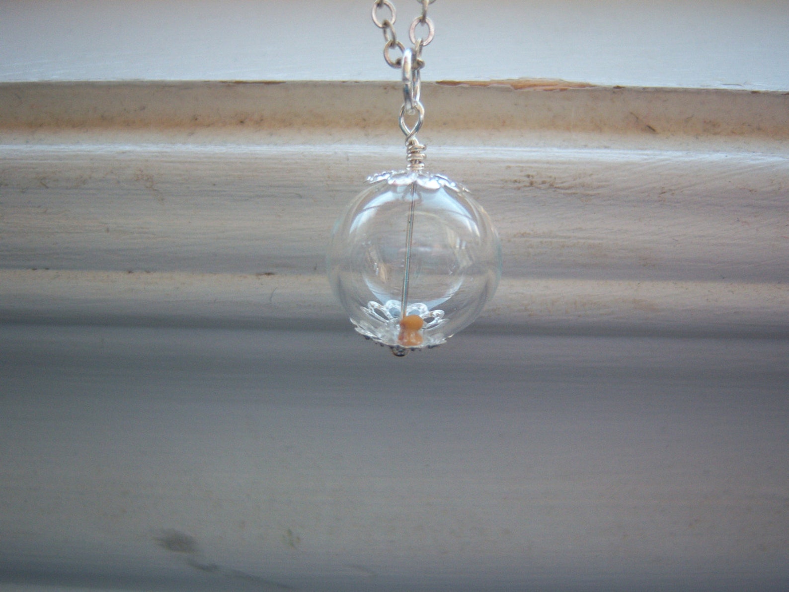 Mustard Seed Necklace Glass Orb Necklace Faith Free Gift Etsy