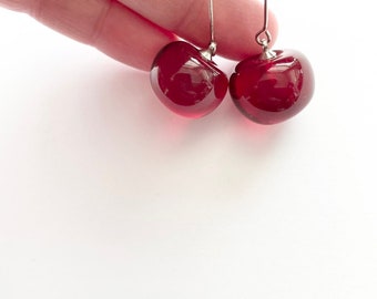 Realistic dark Cherry Earrings -Fruit earrings - Cherries