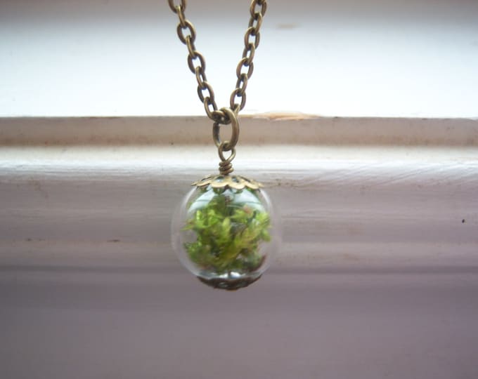 Moss Necklace garden Necklace Glass Orb Necklace Green Etsy