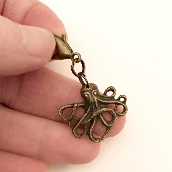 Tirette de fermeture éclair Tiny Octopus _ Pendentif pour sac à main Octopus