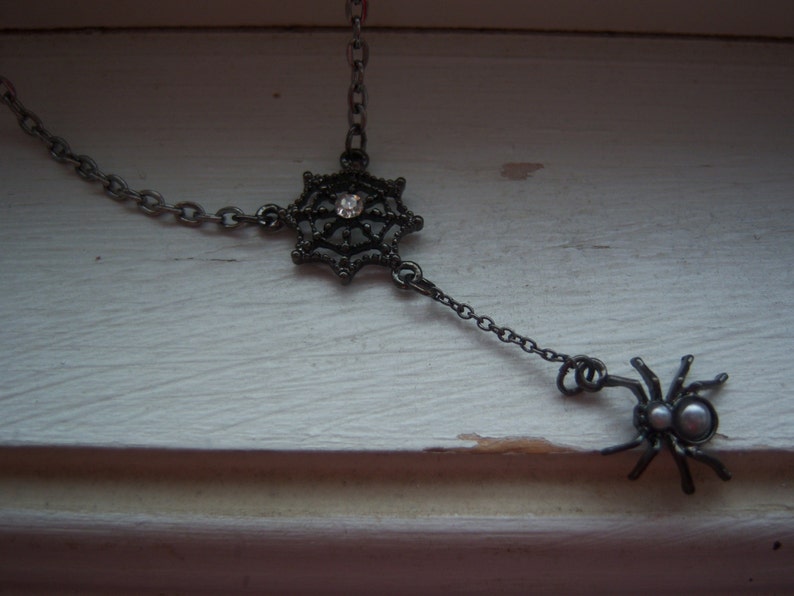 Spider Necklace Spider Web Necklace Black Widow Necklace Goth Necklace Halloween Necklace Free Gift image 3