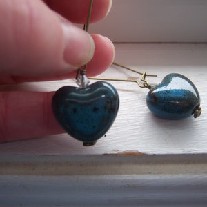 Stone Earrings Earthy Earrings Heart Earrings Blue Earrings image 3
