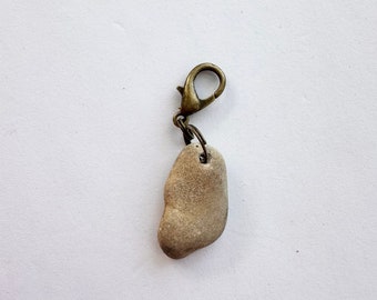 Hag stone zipper pull -naturally occurring hole rock zipper pull-good luck zipper charm