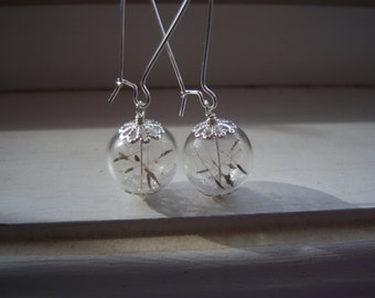 Dandelion Earrings  - Make A Wish Glass Orb Earrings -  Bridesmaid Earrings - Free Gift With Purchase