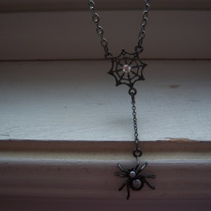 Spider Necklace Spider Web Necklace Black Widow Necklace Goth Necklace Halloween Necklace Free Gift image 4