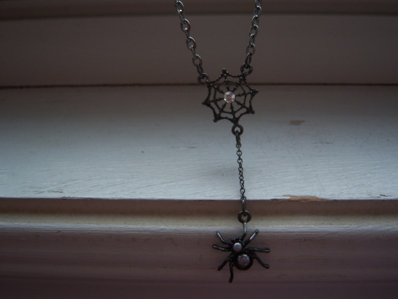 Spider Necklace Spider Web Necklace Black Widow Necklace Goth Necklace Halloween Necklace Free Gift image 4