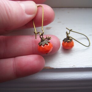 Pumpkin Earrings Halloween Earrings Orange Earrings image 1