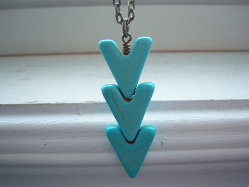 Turquoise Necklace Turquoise chevron Necklace Turquoise Arrow Necklace Chevron Necklace Bohemian Necklace Free Gift Arrow Necklace
