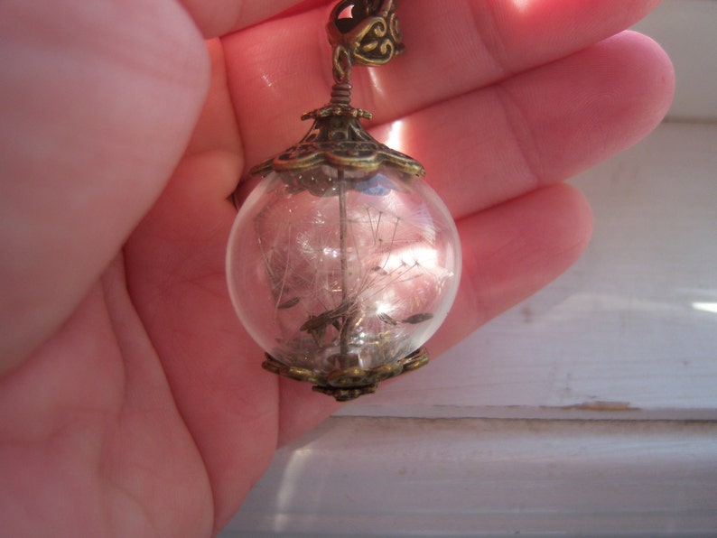 Dandelion Necklace Dandelion Seed Necklace Make A Wish Glass Orb necklace Bridesmaid Gifts Free Gift With Purchase image 3