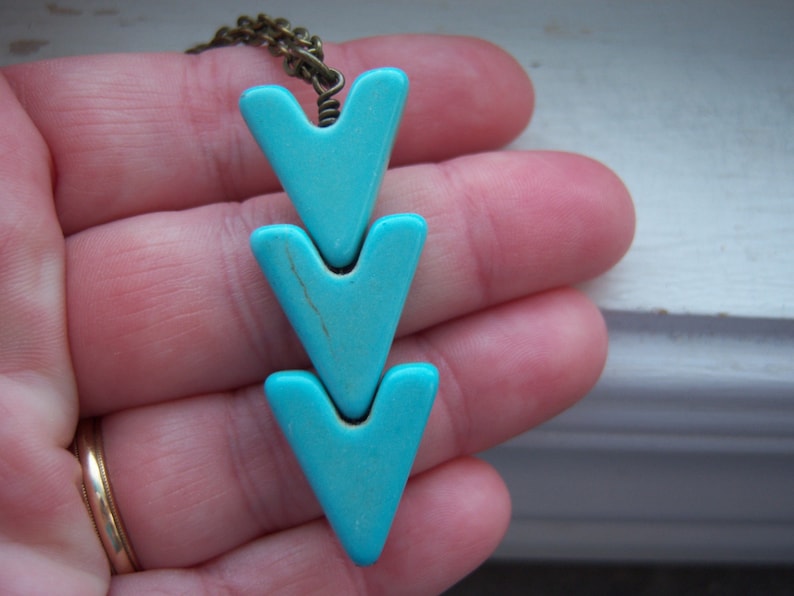 Turquoise Necklace Turquoise chevron Necklace Turquoise Arrow Necklace Chevron Necklace Bohemian Necklace Free Gift Arrow Necklace
