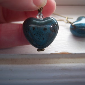 Stone Earrings Earthy Earrings Heart Earrings Blue Earrings image 4