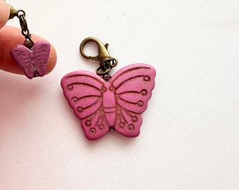 Purple Butterfly duo -Butterfly Zipper Pulls/ charms  - mom daughter butterfly Purse Dangles