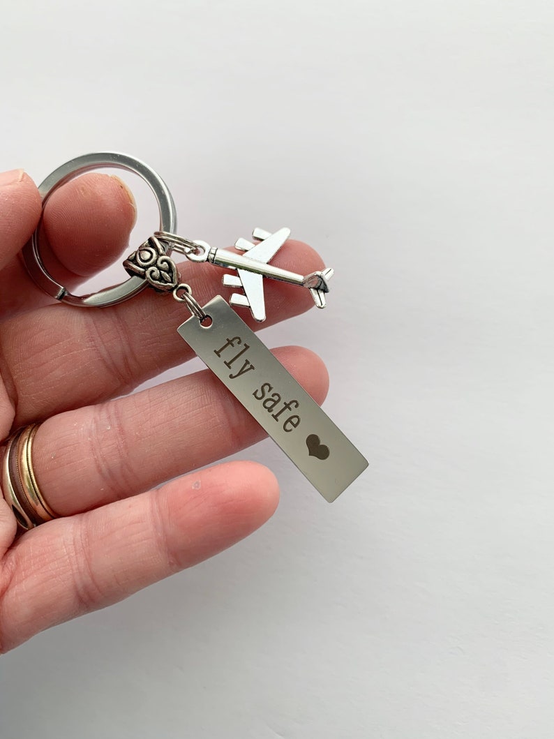 travel keychain Keychain pilot gift Airplane Keychain fly safe keychain -Pilot keychain