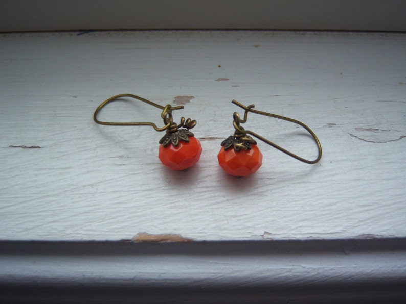 Pumpkin Earrings Halloween Earrings Orange Earrings image 3