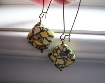 Stone Earrings - Earthy Earrings - Yellow Earrings