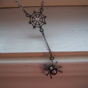 Spider Necklace Spider Web Necklace Black Widow Necklace Goth Necklace Halloween Necklace Free Gift image 1