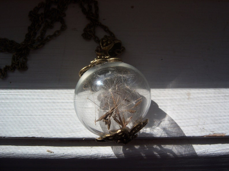 Dandelion Necklace Dandelion Seed Necklace Make A Wish Glass Orb necklace Bridesmaid Gifts Free Gift With Purchase image 4