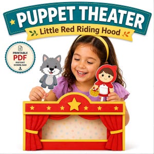Little Red Riding Hood Printable Puppets, Fairy Tale Paper Craft, Classroom Dramatic Play Activity PDF, Preschool Storytelling Kit