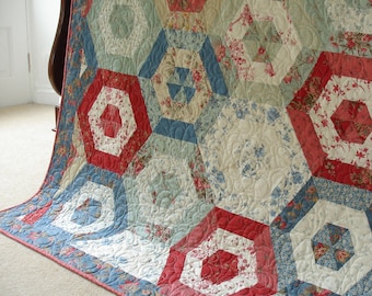 Hexagon Garden Jelly Roll Quilt Pattern PDF by Pam and Nicky Lintott