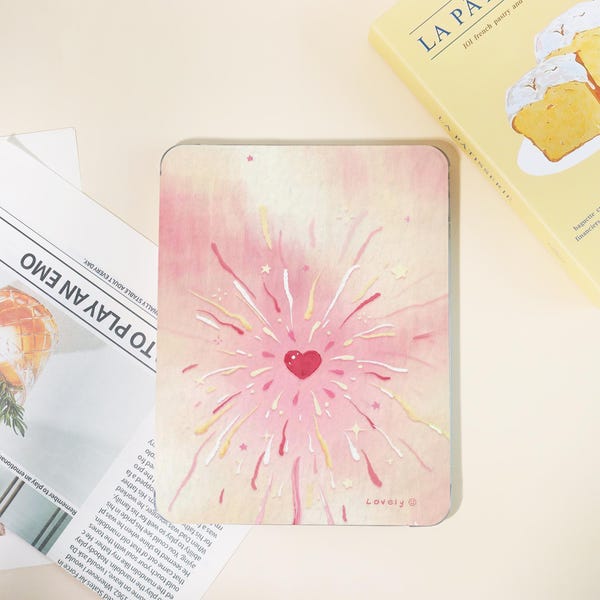Custom Pink Fireworks Pattern iPad Case,Named iPad Cover,iPad Pro 2024/2022/2021/2020/2018 Case,iPad 10/9/8/7,iPad Air 6 2024,Mini 6/7