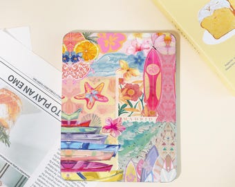 Funda para iPad personalizada con diseño de tabla de surf y libros, con nombre, para iPad Pro (2024/2022/2021/2020/2018), iPad 10/9/8/7, iPad Air 6 (2024), Mini 6/7