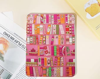 Funda personalizada para iPad con diseño de estantería rosa, funda para iPad con nombre, funda para iPad Pro 2024/2022/2021/2020/2018, iPad 10/9/8/7, iPad Air 6 2024, Mini 6/7
