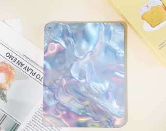 Funda para iPad con purpurina azul esmerilada de verano, funda para iPad con nombre personalizado, funda para iPad Pro 2024/2022/2021/2020/2018, iPad 10/9/8/7, iPad Air 6 2024, Mini 6/7